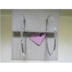 All Diamonds 14K White Gold Hoop Earrings 1 1/2 Inch