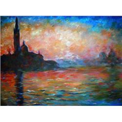 Venice at Dusk by Monet Numbered Giclee17x22 1/2 Canvas