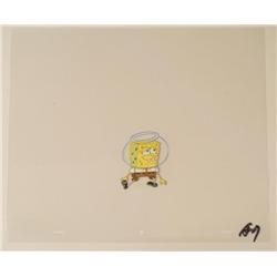 Stretching SpongeBob Original Animation Art Cel Water