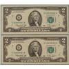 Image 1 : 2 Consec # $2 Dollar Bills 1976 G Mint Notes Chicago