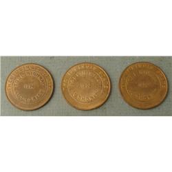 3 UNC Illinois Highway Tokens For Official Use 1992