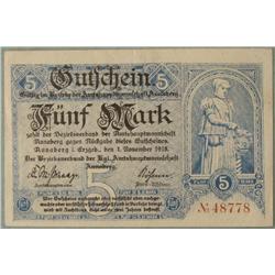 German 5 Mark 1918 Uncirculated Gutschein