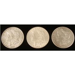 3 Diff High Grade Morgan Silver Dollars 1890 1902-O, 04