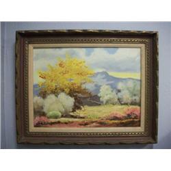 Antique Desert/Smoke Tree Painting Signed Agnes Pelton