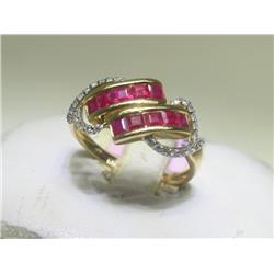 Ruby & Diamond 14K Yellow Gold Ring Size 7