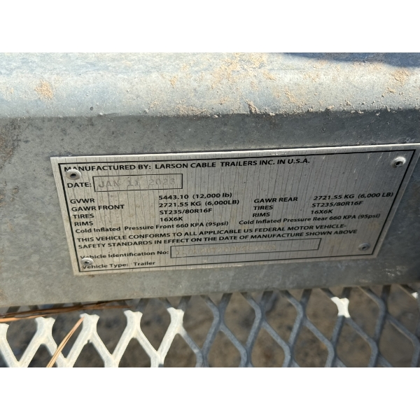 2023 LARSON CABLE 7500 Reel /Tubing Trailer - J.M. Wood Auction