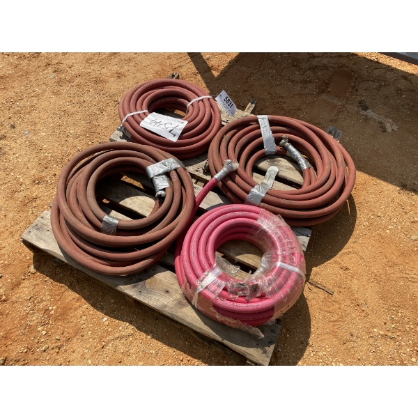 CONSTRUCTION AIR HOSES, VARIOUS LENGTHS & SIZE (4 EACH)