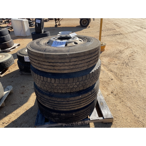 (4) 11R22.5 TIRES & RIMS