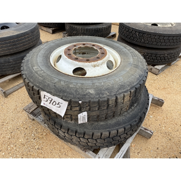 (2) 11R22.5 TIRES W/ RIMS