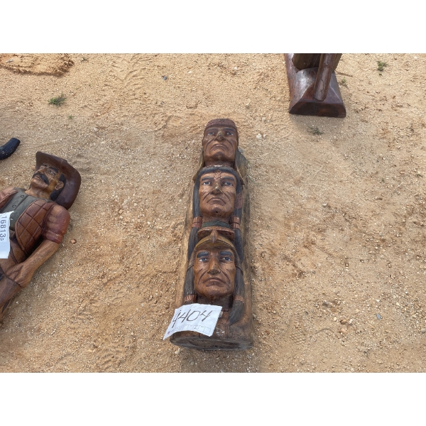 TEAKWOOD INDIAN TOTEM POLE 3FT HIGH