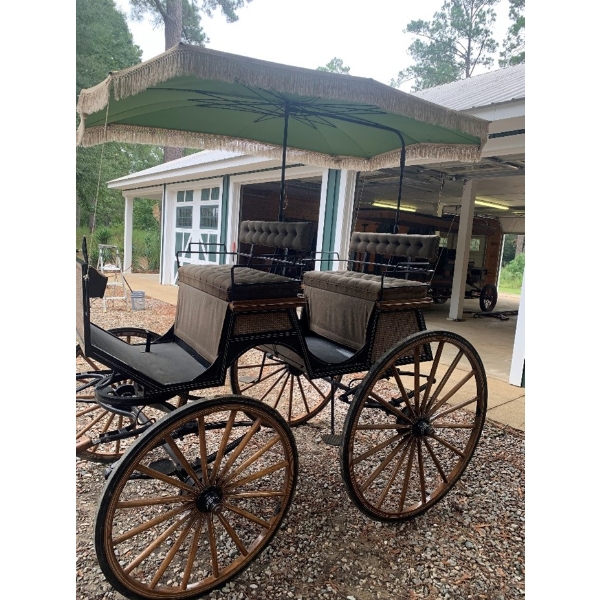 "BLACK AND TAN TASSELED" HORSE-DRAWN CARRIAGE