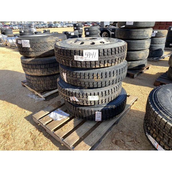 (4) 11R24.5 TIRES W/ RIMS