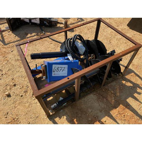 ECAG HYD AUGER W/3 BITS, 6", 12" & 14", fits skid steer loader