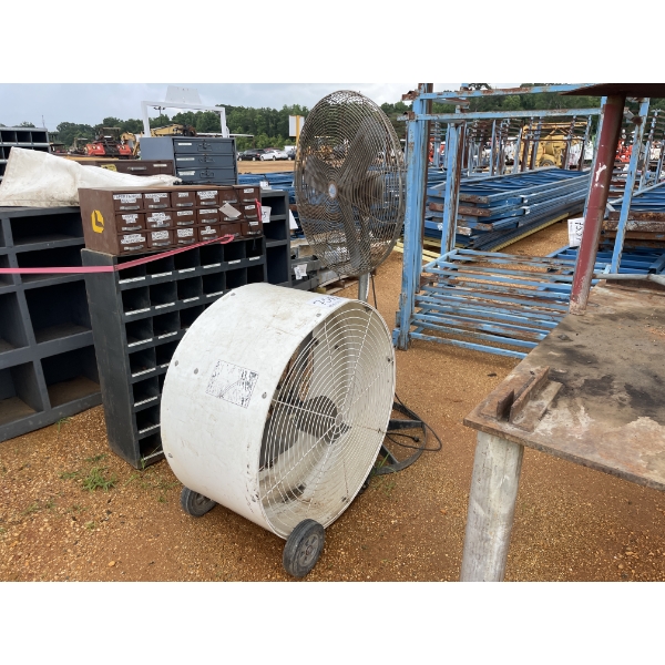 ELECTRIC SHOP FANS, 1 BARREL, 1 PEDESTAL