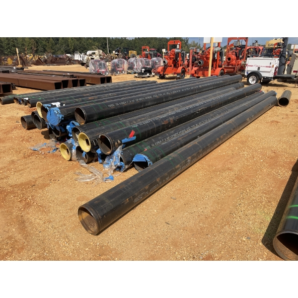 STEEL PIPE, 10-3/4" X .365" X 21', 2 GREEN STRIPE, APPROX 28 PCS, VARIOUS LENGTHS