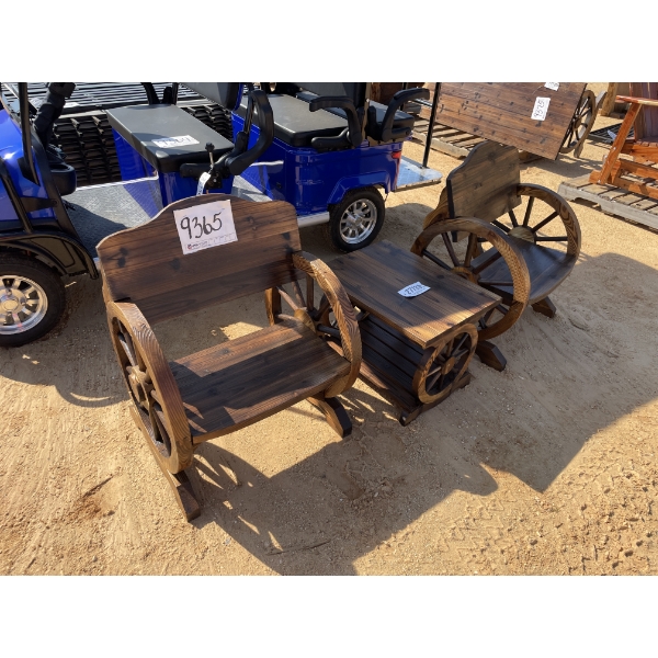 WAGON WHEEL CHAIRS & SIDE TABLE