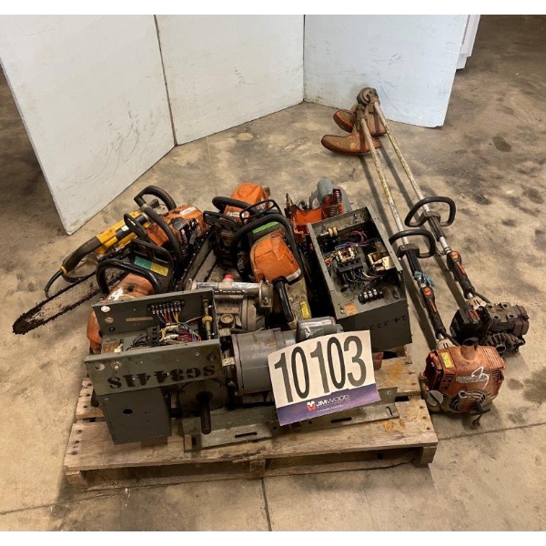 GAS GRASS TRIMMERS, MISC CHAIN SAWS, AIR PUMP