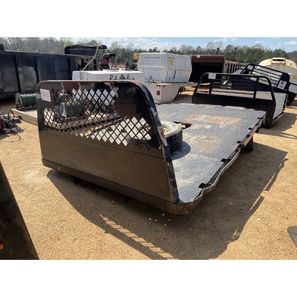 11' FLATBED BODY, GOOSENECK & RECEIVE HITCH, HEADACHE RACK