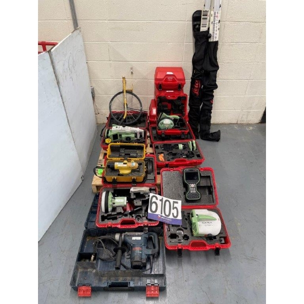HAMMER DRILL, LEVELS, LEVELING ROD, GPS TOTAL STATIONS W/ ACCESSORIES