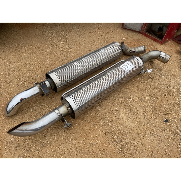 (2 EACH) EXHAUST/SMOKE STACKS FOR TRUCK, CHROME W/HANDLE BARS