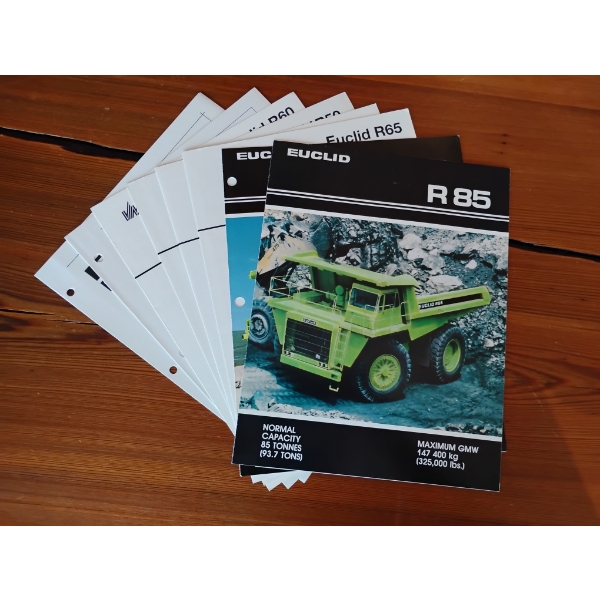 (8) 1985-1998 EUCLID EQUIPMENT BROCHURES