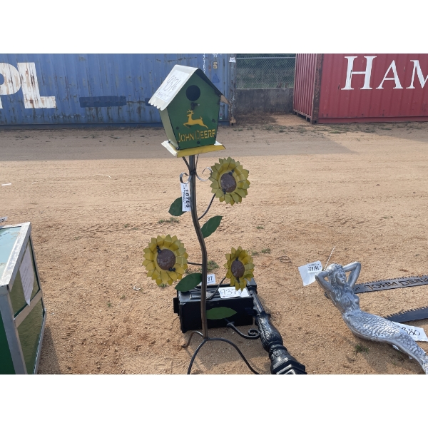 JOHN DEERE SUNFLOWER, METAL BIRD HOUSE ART
