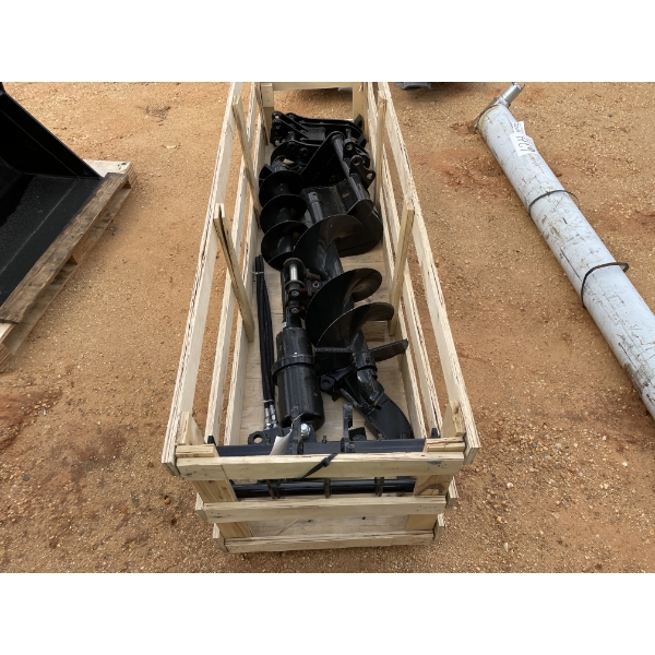 MINI EXCAVATOR ATTACHMENTS, 16" RAKE, 18" BUCKET, HYD AUGER W/2 BIT, 8" & 12", 16" GRAPPLE