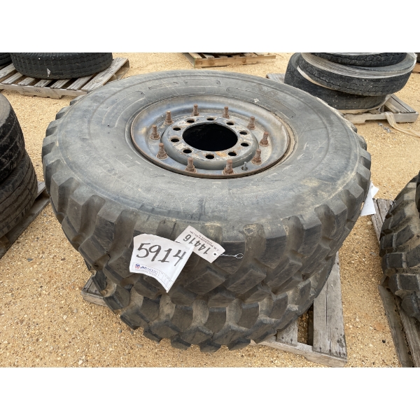 (2) 14.00R20 MILITARY TIRES W/ RIMS