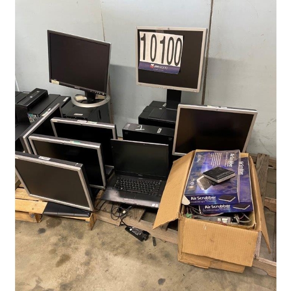 CPUs, LAPTOPS, ENCLOSURE CABINET, MONITORS, AIR PURIFERS, TYPEWRITER