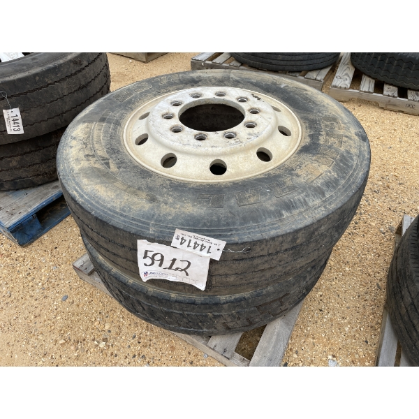 (2) 11R22-5 TIRES W/ RIMS