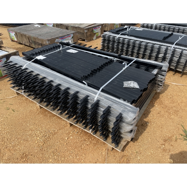 STEEL FENCE, APPROX 100', 14 PANELS, 5' x 7', 14 POST & HARDWARE