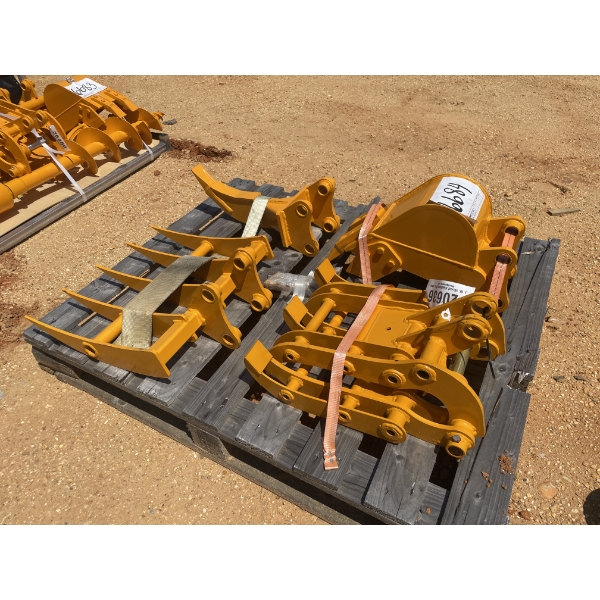 RAKE-19", GRAPPLE-16", BUCKET-8", RIPPER-10", fits excavator