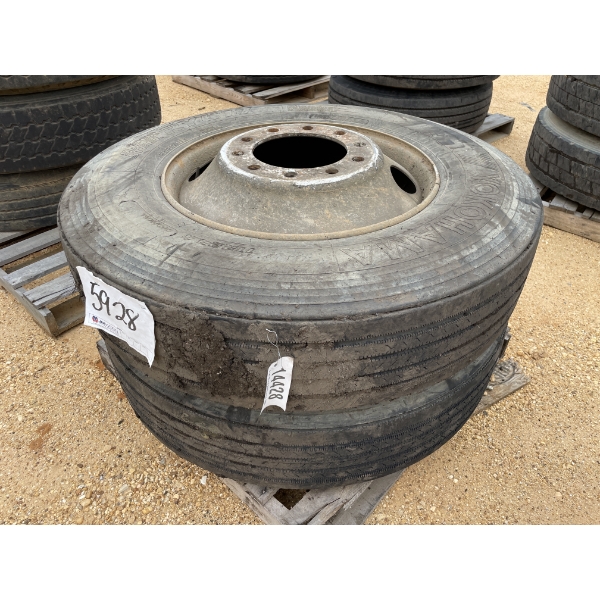 (2) 11R24.5 TIRES W/ RIMS