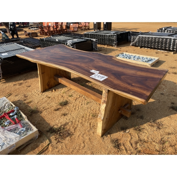 8' TEAK WOOD DINING TABLE, LIVE EDGE