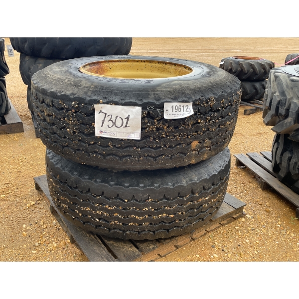 (2) 385/65R22.5 TIRES & RIMS 