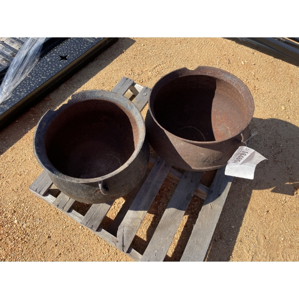CAST IRON WASH POTS, 2 ea