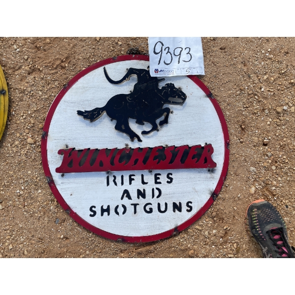 "WINCHESTER RIFLES AND SHOTGUNS" METAL SIGN