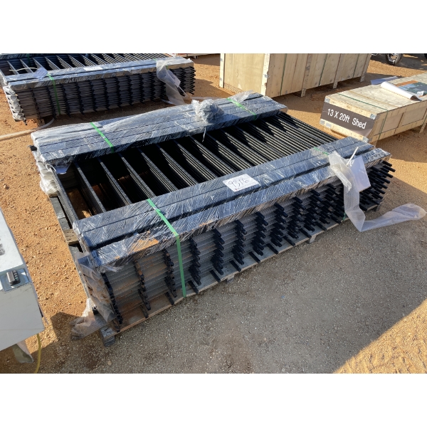 100' STEEL FENCING,  (14) 5'X7' STEEL PANELS, (14) STEEL POSTS, W/ALL HARDWARE, POWDER COATED