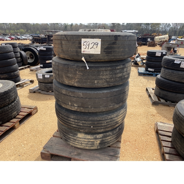 295/75RR22.5 TIRES & RIMS (5 EACH)