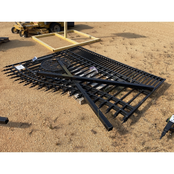 BI-PARTING WROUGHT IRON GATE & POST, 16'