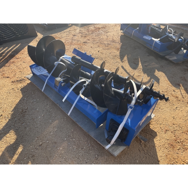 HYD AUGER, INCLUDES 3 BITS, 8", 12" & 14", fits skid steer loader