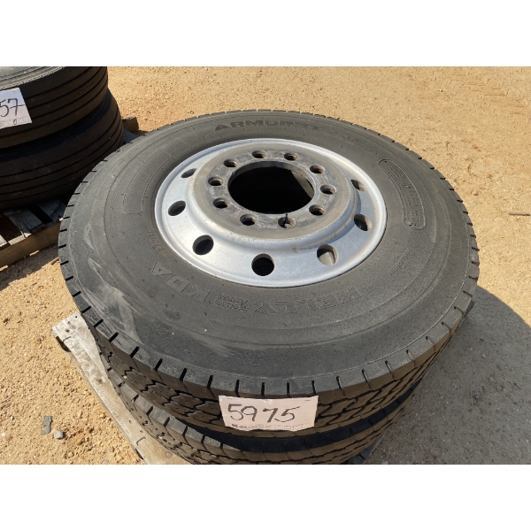 (2) 11R22.5 TIRES W/ALUM RIMS