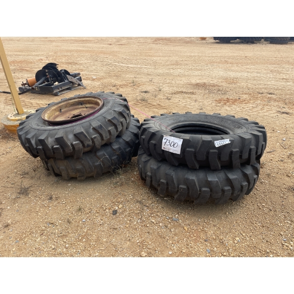 (4) POWERKING 13.00-24 TIRES & (3) WHEELS