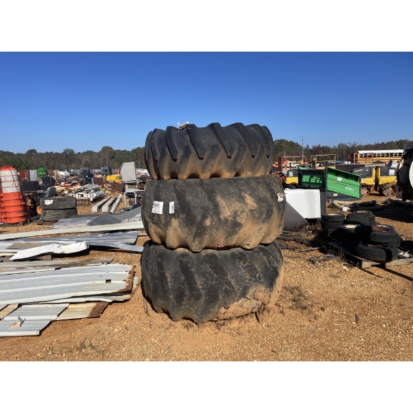 (3) SKIDDER TIRES, (2) RIMS