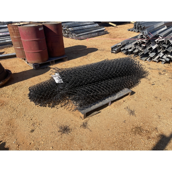 (3) ROLLS, BLACK CHAIN LINK FENCE, VINYL COATED