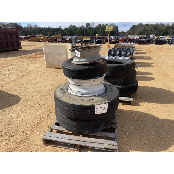 REMINGTON 11R22.5 TIRES & RIMS (2 EACH)