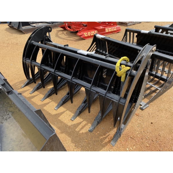 74" HEAVY DUTY ROOT RAKE GRAPPLE,  fits skid steer loader