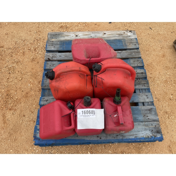 PLASTIC GAS CANS, VARIOUS SIZES (6 EACH)
