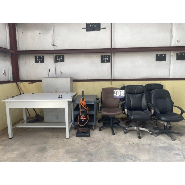 CHAIRS, VACUUM, DRAFTING TABLE, CART