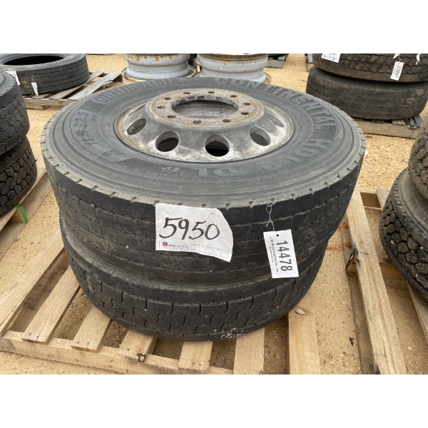 (2) 11 R 22.5 WITH ALUMINUM RIMS
